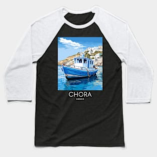 A Pop Art Travel Print of Chora Andros Island - Greece Baseball T-Shirt